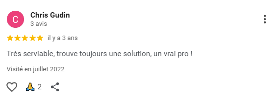 Avis Google 5 étoiles indiquant que MediaBoOz est serviable et trouve toujours une solution informatique.